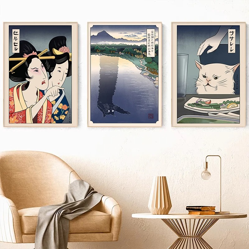 Japanese Lifestyle At Home - Stile giapponese Ukiyoe Poster Stampa Donna