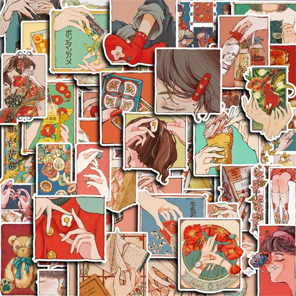 Japanese Lifestyle Store - 50 Pezzi Adesivi in Stile Vintage